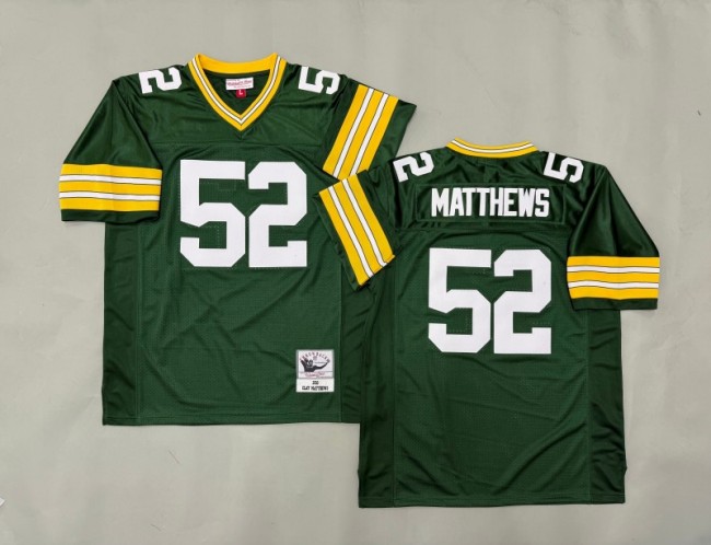 Men's Green Bay Packers #52 Clay Matthews Green 2010 Throwback Stitched Jersey