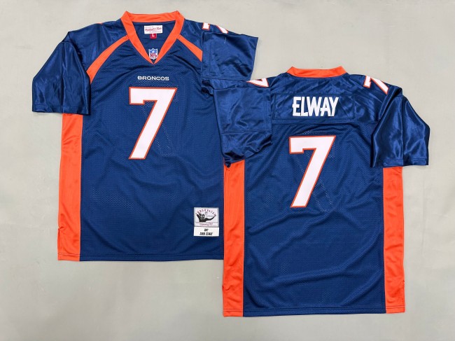 Men's Denver Broncos #7 John Elway Blue 1997 Throwback Stitched Jersey