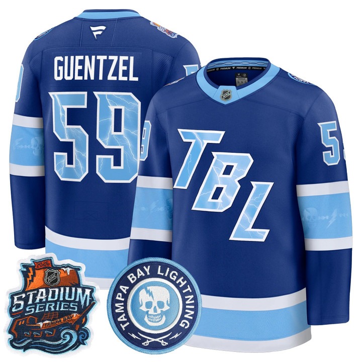 Men's Tampa Bay Lightning #59 Jake Guentzel Blue 2026 Stadium Series Stitched Jersey