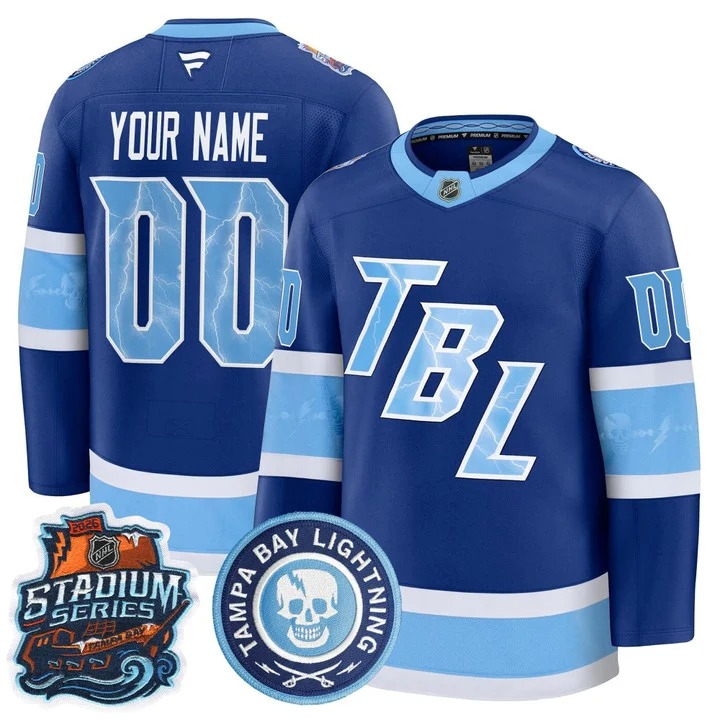 Men's Tampa Bay Lightning Custom Blue 2026 Stadium Series Stitched Jersey