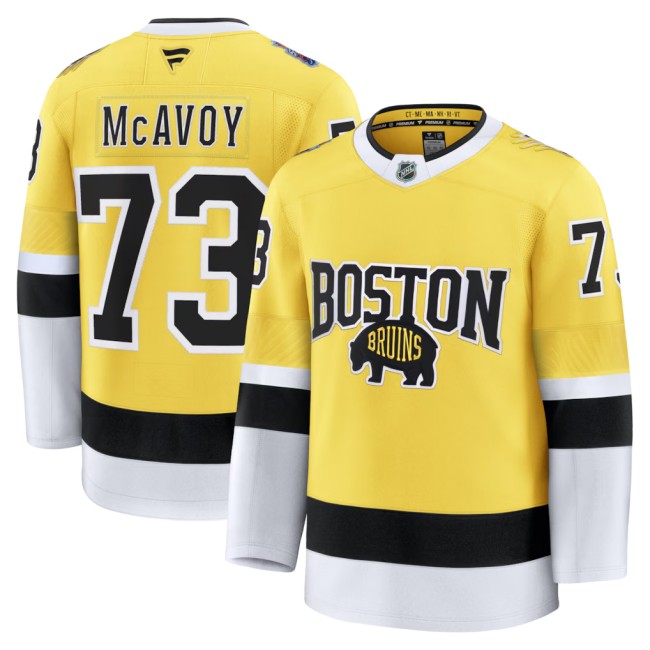 Men's & Women's & Youth Boston Bruins #73 Charlie McAvoy Gold 2026 Stadium Series Authentic Stitched Jersey
