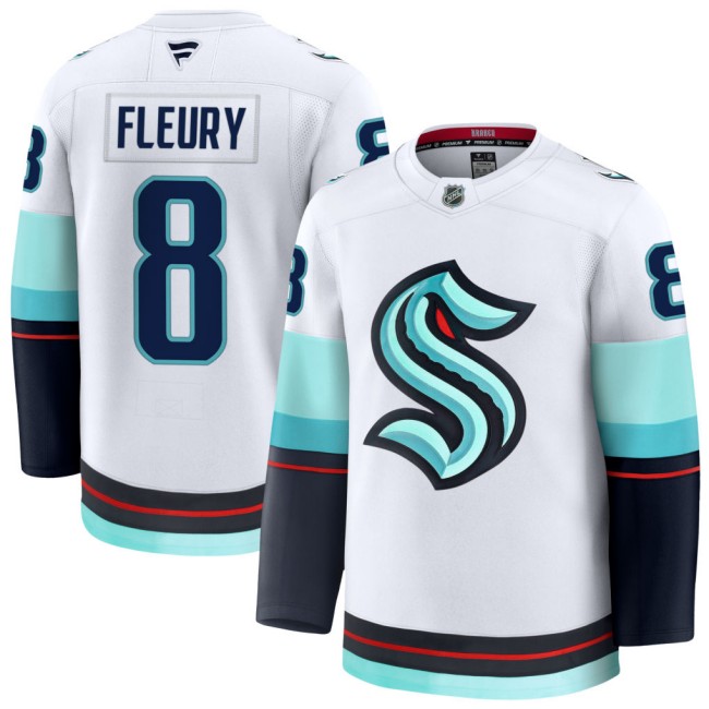 Men's Seattle Kraken #8 Cale Fleury White Away Stitched Authentic Jersey