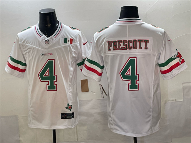 Men's Dallas Cowboys #4 Dak Prescott 2024 Mexico White F.U.S.E. Stitched Football Jersey