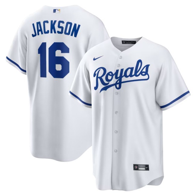 Men's Kansas City Royals #16 Bo Jackson White Nike Home Retired Player Replica Jersey