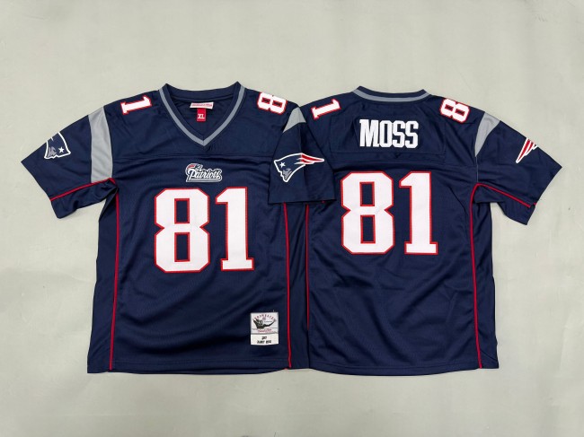 Youth New England Patriots #81 Randy Moss Navy 2007 'MN' Throwback Stitched Football Jersey