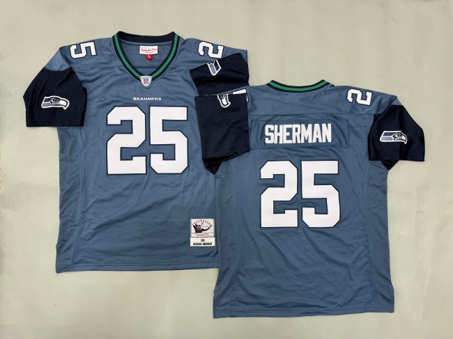 Men's Seattle Seahawks #25 Richard Sherman Blue 'MN' Throwback 2011 Stitched Football Jersey