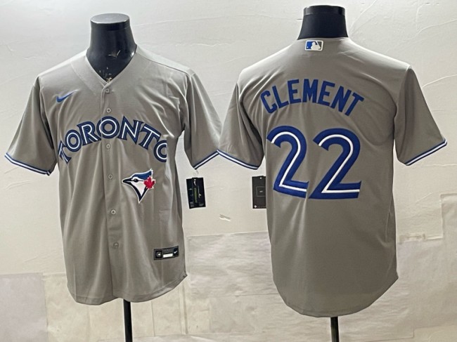 Men's Toronto Blue Jays #22 Ernie Clement Gray Cool Base Stitched Baseball Jersey