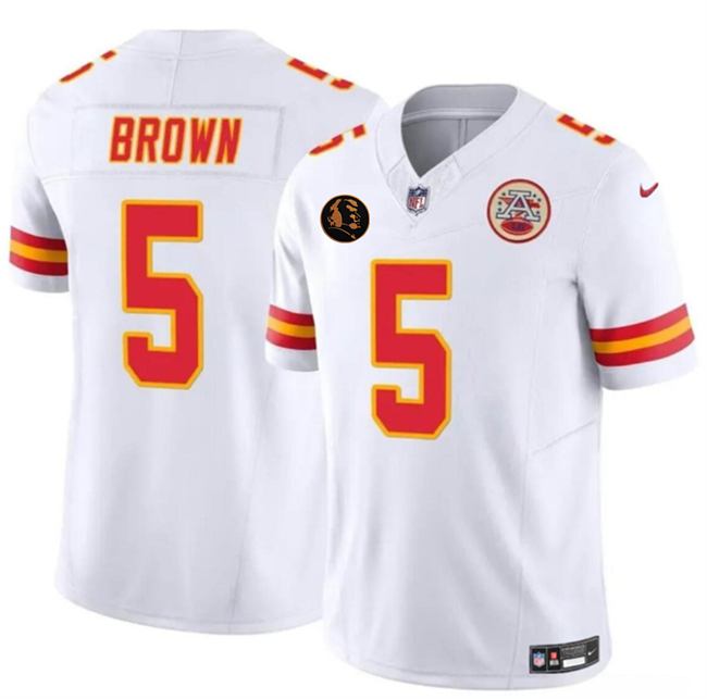 Men's Kansas City Chiefs #5 Hollywood Brown White 2025 F.U.S.E. John Madden Patch Vapor Untouchable Limited Stitched Football Jersey