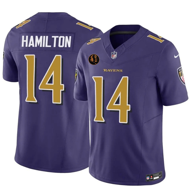 Men's Baltimore Ravens #14 Kyle Hamilton Purple 2025 F.U.S.E. With John Madden Patch Limited Football Jersey