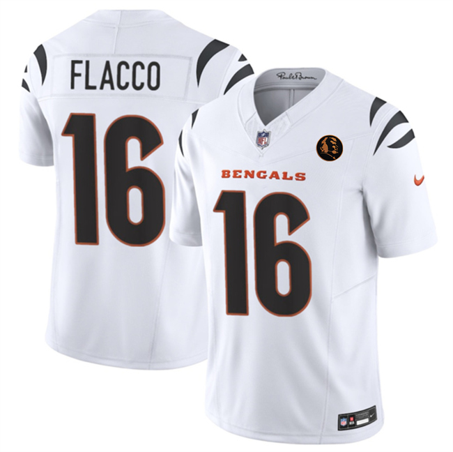 Men's Cincinnati Bengals #16 Joe Flacco White 20253 F.U.S.E. With John Madden Patch Vapor Limited Stitched Football Jersey