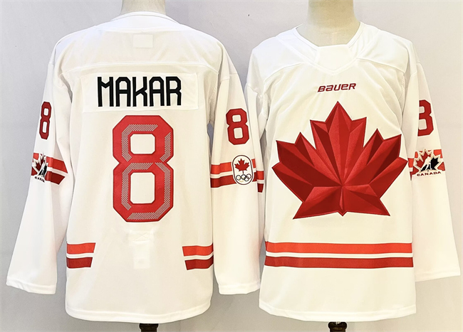 Men's Canada Hockey #8 Cale Makar White Stitched Jersey