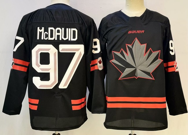 Men's Canada Hockey #97 Connor McDavid Black Stitched Jersey
