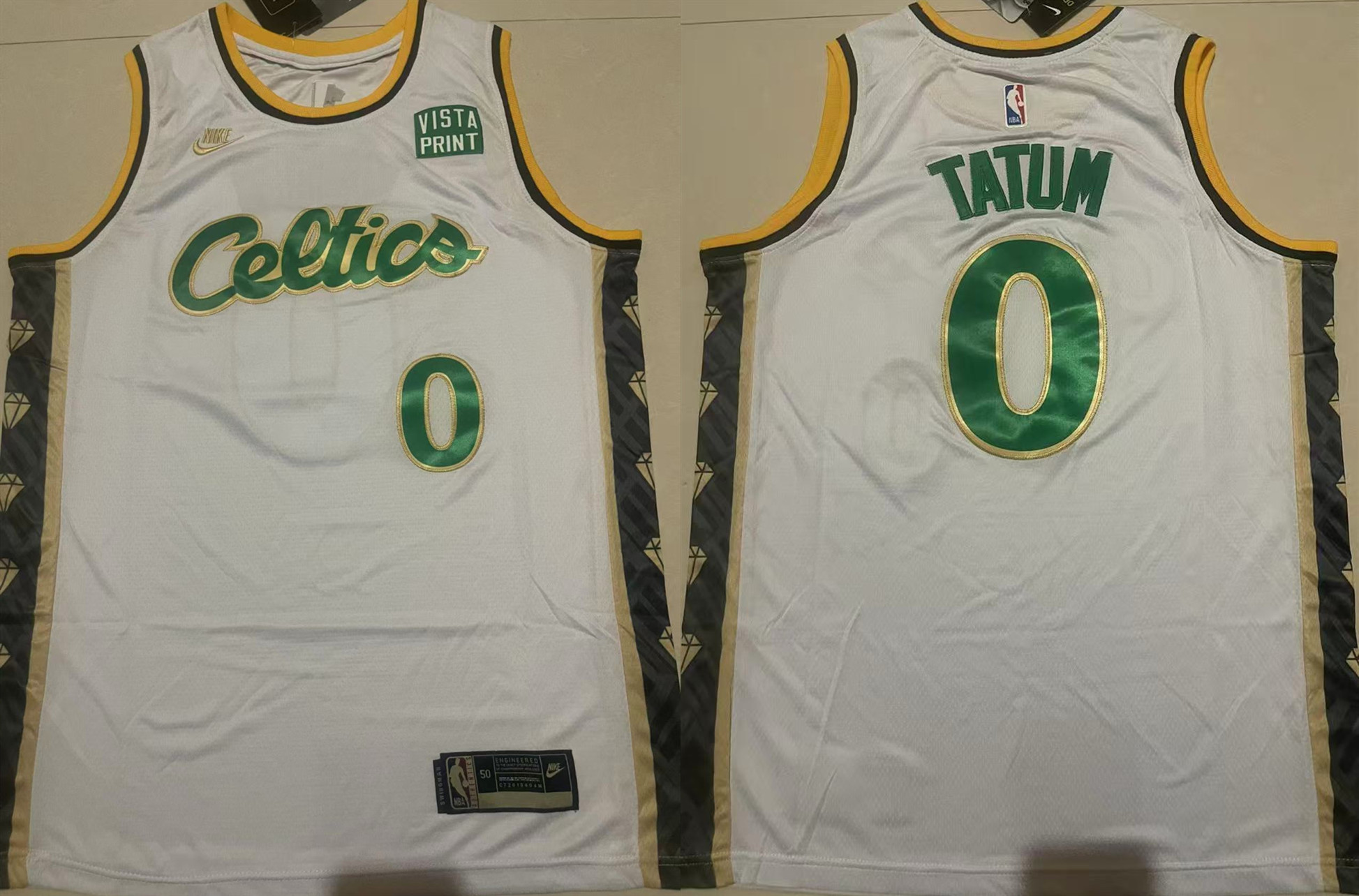 Men's Boston Celtics #0 Jayson Tatum White Stitched Basketball Jersey