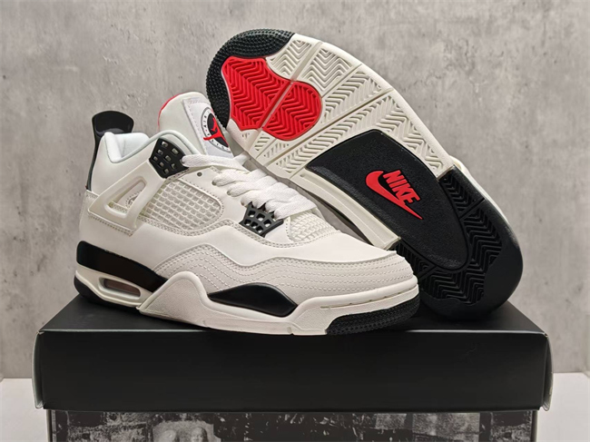 Men's Hot Sale Running weapon Air Jordan 4 White Black Shoes 0265