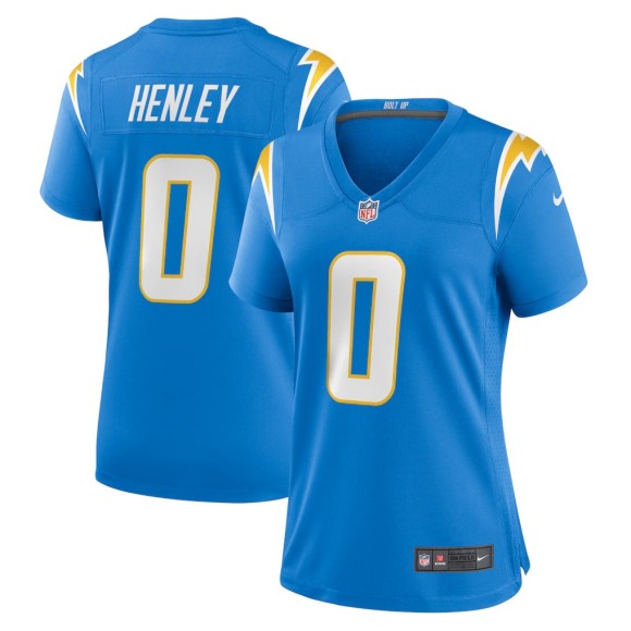 Women's Los Angeles Chargers #0 Daiyan Henley Powder Blue 2025 Vapor Limited Stitched Football Jersey