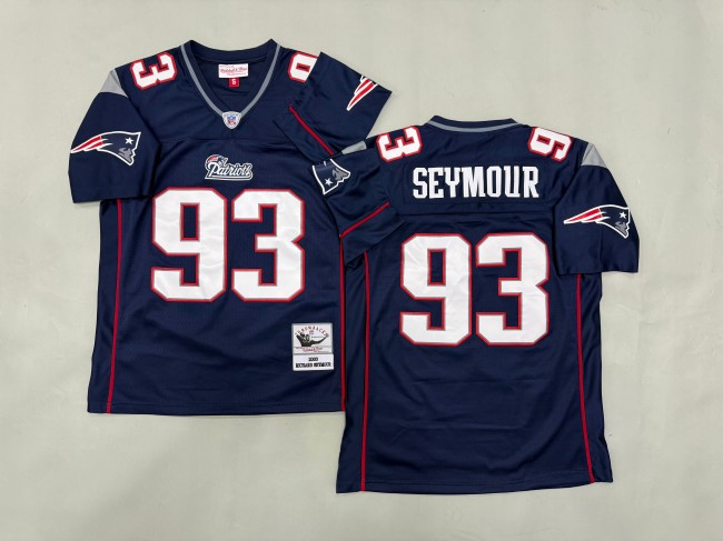 Men's New England Patriots #93 Richard Seymour Navy Blue 'MN' 2003 Throwback Stitched Jersey
