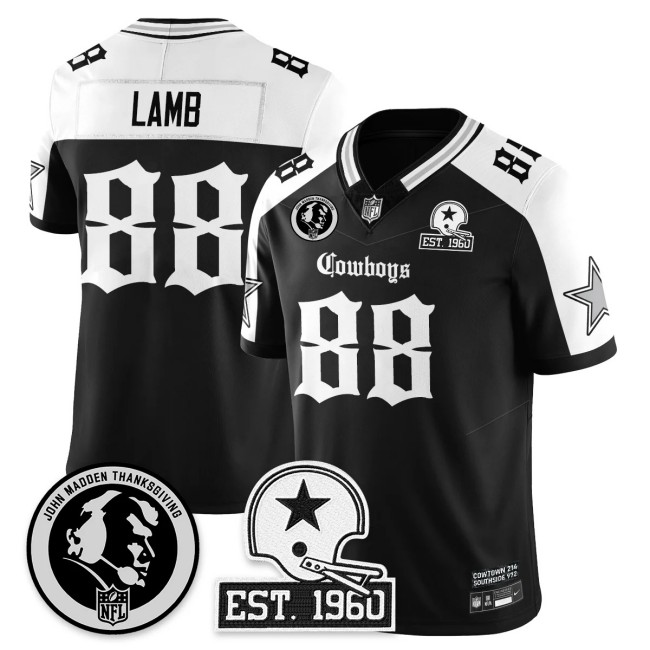 Men's Dallas Cowboys #88 CeeDee Lamb 'Gothic John Madden Patch Vapor Limited Stitched Jersey Alternate