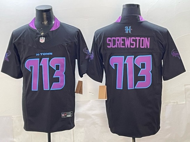 Men's Houston Texans #713 Screwston Navy F.U.S.E. 2025 DJ SCREW Vapor Limited Stitched Jersey