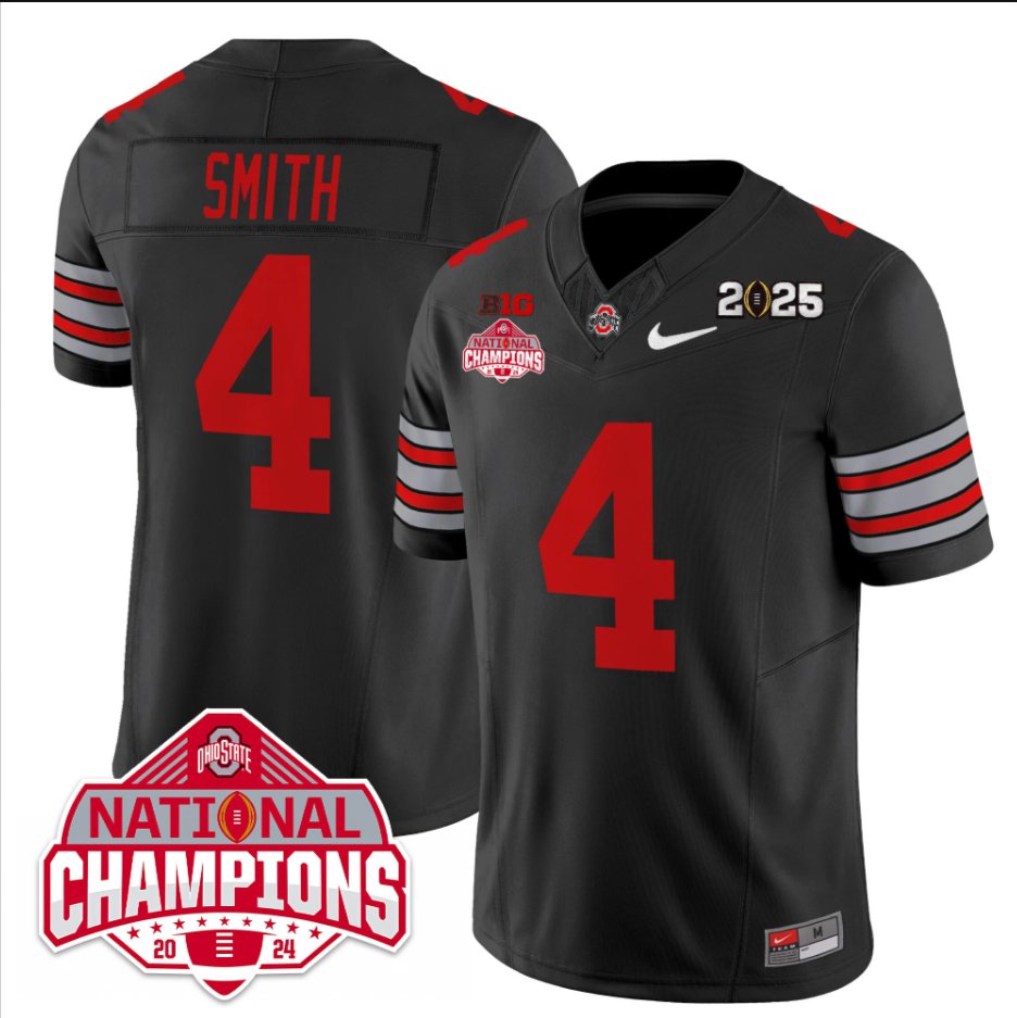 Men's Jeremiah Smith Jersey #4 Ohio State 2025 CFP Patch National Champions Black