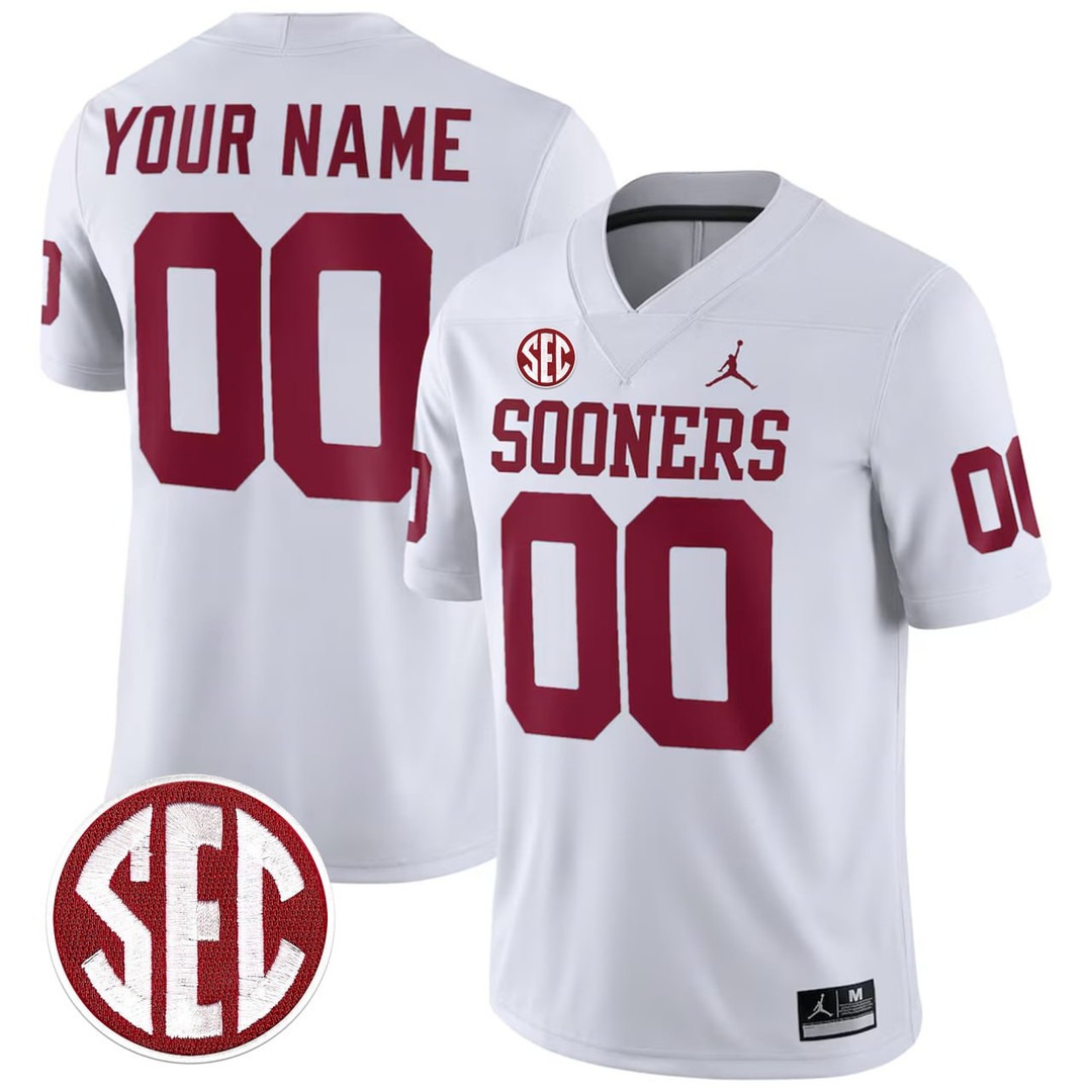Men's & Women's & Youth Oklahoma Sooners Custom White Vapor Limited Stitched football Jersey
