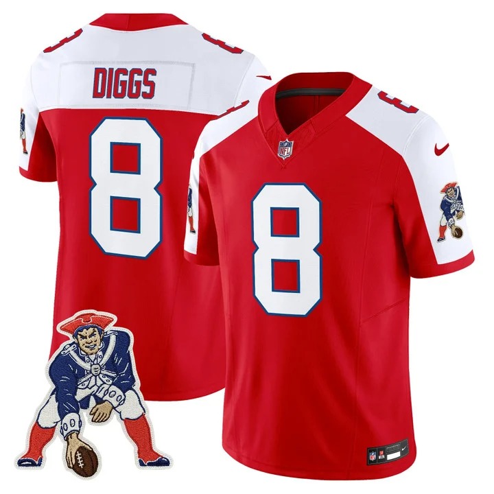 Men's & Women's & Youth New England Patriots #8 Stefon Diggs Red White F.U.S.E. Throwback Vapor Limited Stitched Jersey