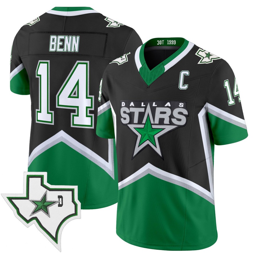 Men's & Women's & Youth Dallas Stars #14 Jamie Benn Black '99 Throwback Vapor Stitched Football Style Jersey
