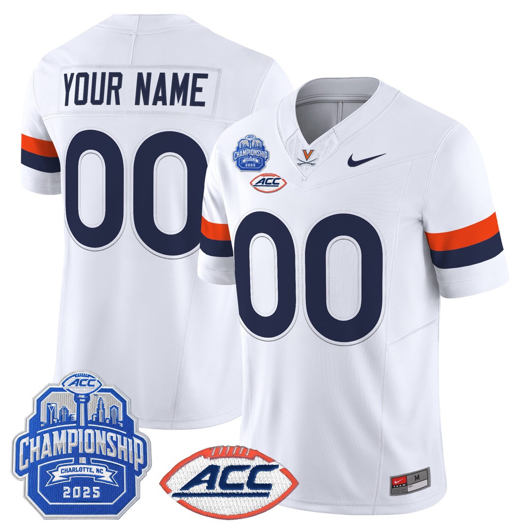 Men's & Women's & Youth Virginia Cavaliers Custom White 2025 ACC Championship F.U.S.E. Vapor Limited Stitched Jersey