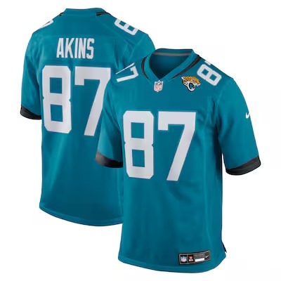 Men's Jacksonville Jaguars #87 Jordan Akins Teal Nike Team Game Jersey