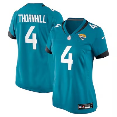 Women's Jacksonville Jaguars #4 Juan Thornhill Teal Nike Team Game Jersey