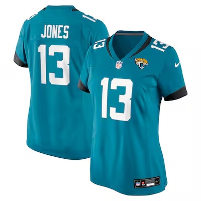 Women's Jacksonville Jaguars #13 Tim Jones  Teal Nike Team Game Jersey