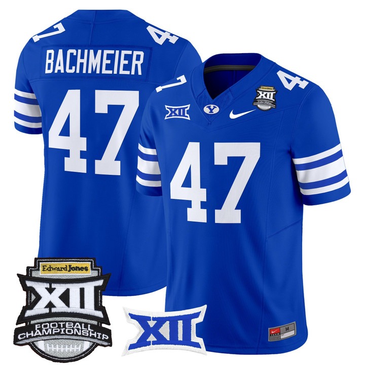Men's & Women's & Youth BYU Cougars #47 Bear Bachmeier 2025 Big 12 Championship F.U.S.E. Vapor Limited Stitched football Jersey Royal