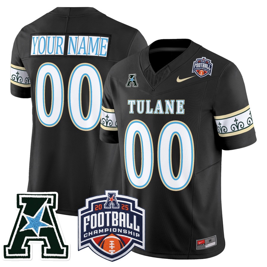 Men's & Women's & Youth Tulane Green Wave Custom 'City Edition' 2025 AAC Championship Patch F.U.S.E. Vapor Limited Stitched Jersey Black
