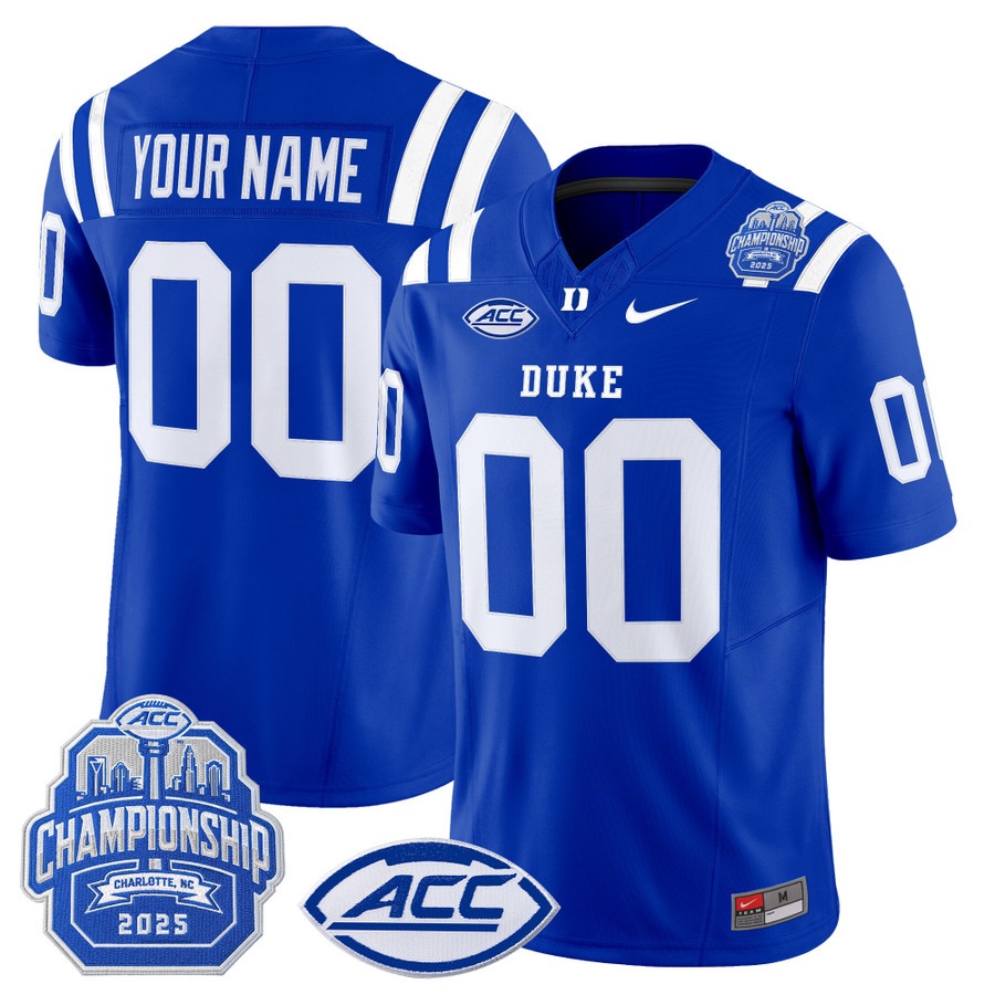 Men's & Women's & Youth Duke Blue Devils Custom 2025 ACC Championship F.U.S.E. Vapor Limited Stitched football Jersey Royal
