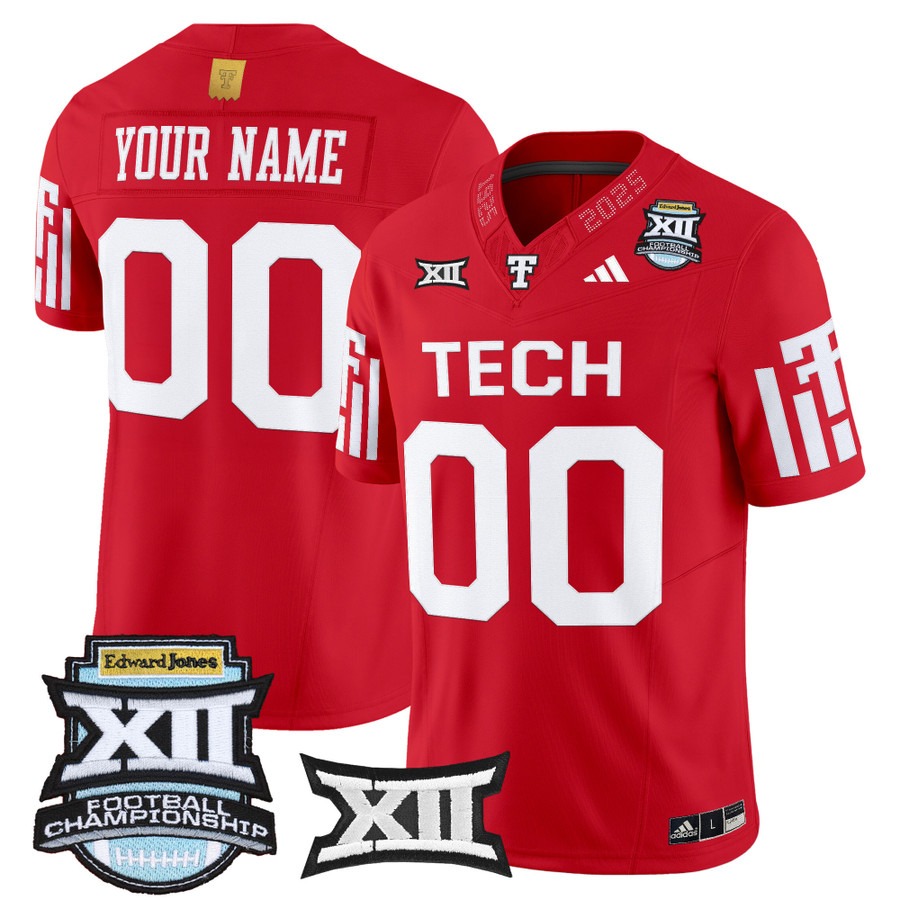 Men's & Women's & Youth Texas Tech Red Raiders Custom 2025 Big 12 Championship Vapor F.U.S.E. Limited Stitched football Jersey Red