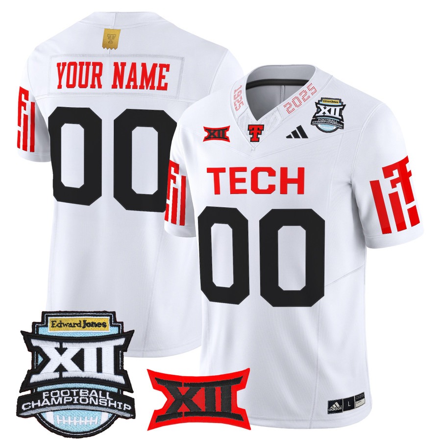 Men's & Women's & Youth Texas Tech Red Raiders Custom 2025 Big 12 Championship Vapor F.U.S.E. Limited Stitched football Jersey White