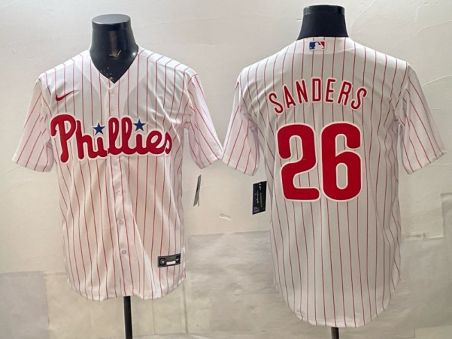 Men's Philadelphia Phillies #26 Ben Sanders White Nike Cool Base Stitched Jersey