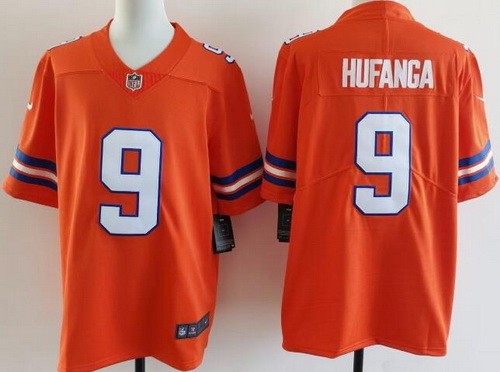 Men's Denver Broncos #9 Talanoa Hufanga Limited Orange Throwback Nike Vapor Stitched Jersey
