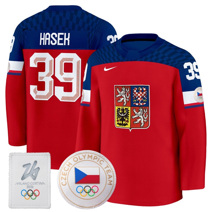 Men's Czechia Hockey 2026 Olympic #39 Dominik Hasek Red Premium Nike Stitched Jersey