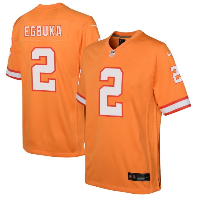 Youth Tampa Bay Buccaneers #2 Emeka Egbuka Orange Nike Team Game Jersey