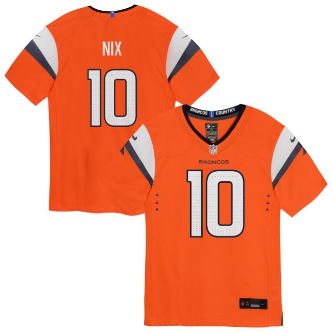 Toddlers Denver Broncos #10 Bo Nix Orange Nike Stitched Game Jersey