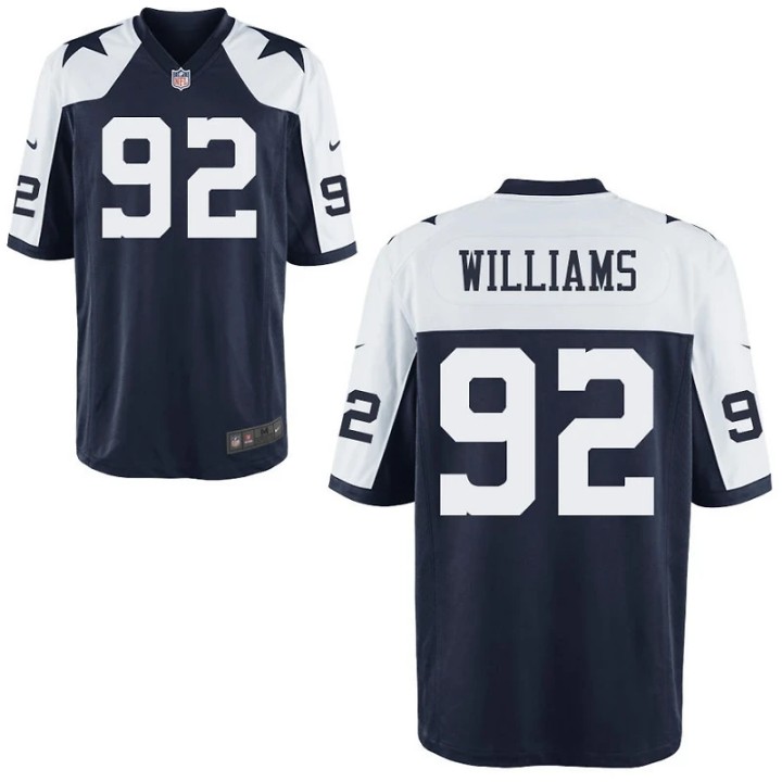 Men's Dallas Cowboys #92 Quinnen Williams Navy White Nike Alternate Game Jersey