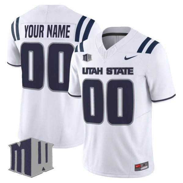 Men's Utah State Aggies Custom White 2025 F.U.S.E. Vapor Limited Stitched football Jersey