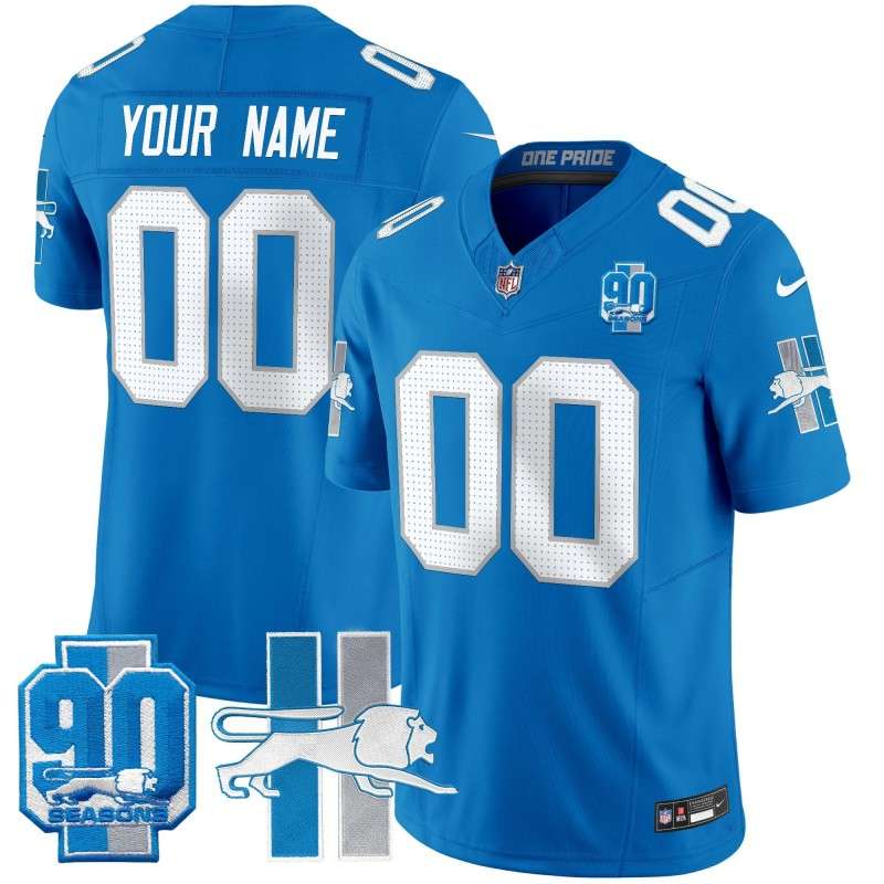 Custom Detroit Lions 1946 Throwback 90 Seasons Vapor Limited Stitched Jersey Blue