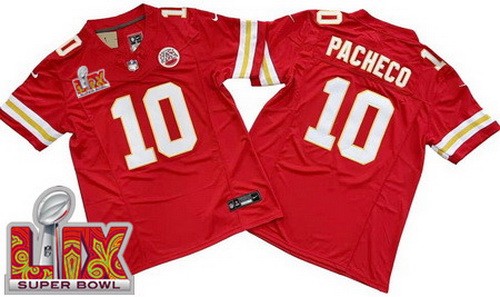 Men's Kansas City Chiefs #10 Isiah Pacheco Nike Limited Red Super Bowl LIX FUSE Vapor NFL Stitched Jersey