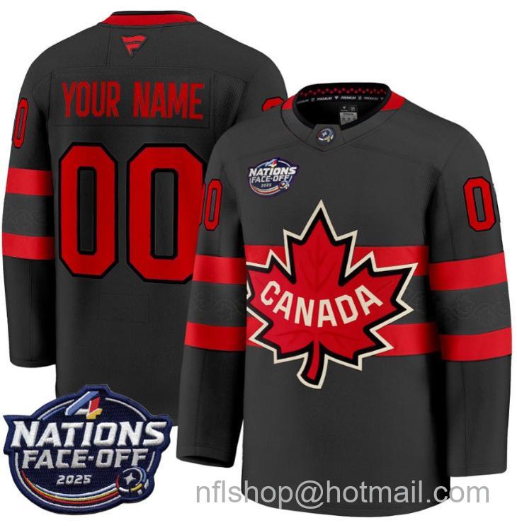 Men's Canada Custom Black 4 Nations Face-Off 2025 Premium All Stitched Jersey Men's Canada Custom Black 4 Nations Face-Off 2025 Premium All Stitched Jersey