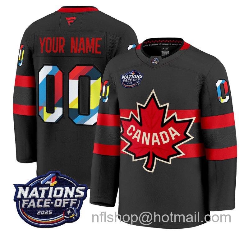 Men's Canada Custom V2 Black 4 Nations Face-Off 2025 Premium Stitched Hockey Jersey Men's Canada Custom V2 Black 4 Nations Face-Off 2025 Premium Stitched Hockey Jersey