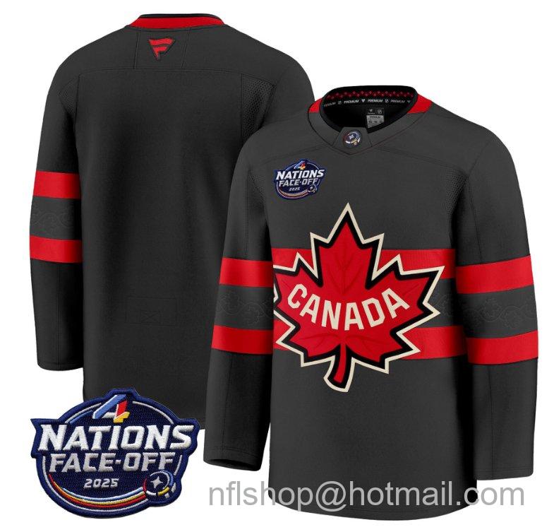 Men's Canada Blank V2 Black 4 Nations Face-Off 2025 Stitched Hockey Jersey