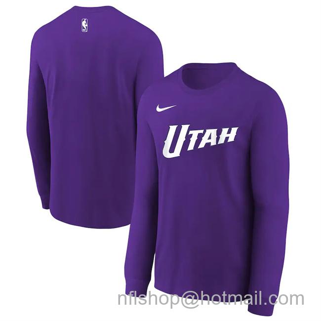Men's Utah Jazz Purple 2024-25 City Edition Essential Logo Long Sleeve T-Shirt