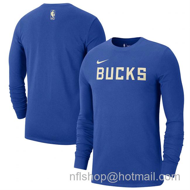 Men's Milwaukee Bucks Royal 2024-25 City Edition Essential Logo Long Sleeve T-Shirt