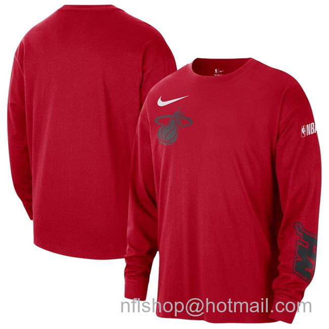 Men's Miami Heat Red 2024-25 City Edition Courtside Max90 Heavyweight Long Sleeve T-Shirt